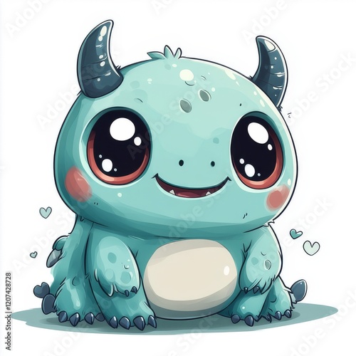 chibi monster design with a pure white background for t-shirt printing