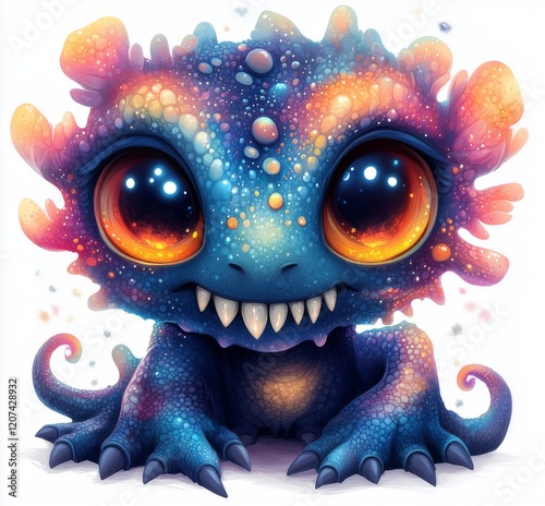 chibi monster design with a pure white background for t-shirt printing