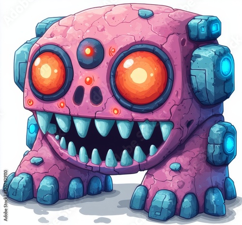 chibi monster design with a pure white background for t-shirt printing