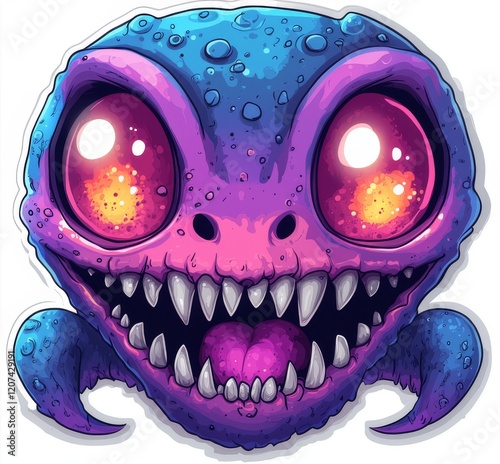 chibi monster design with a pure white background for t-shirt printing