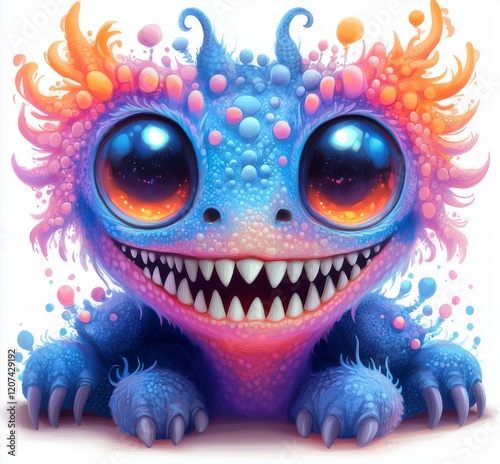 chibi monster design with a pure white background for t-shirt printing
