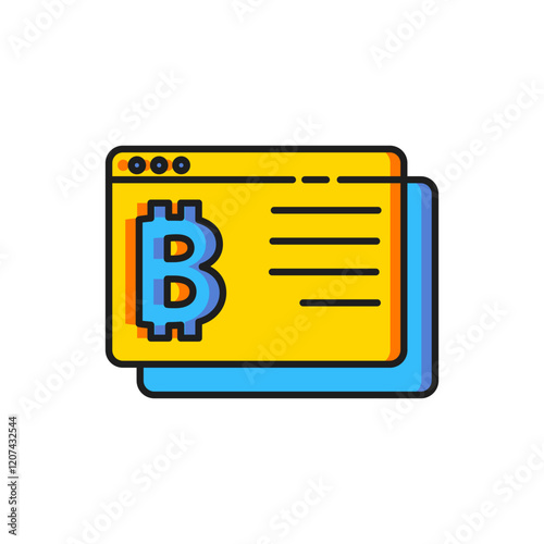 Color Cryptocurrency coin Bitcoin icon isolated on white background. Physical bit coin. Blockchain based secure crypto currency. Flat filled outline style with shadow. Vector