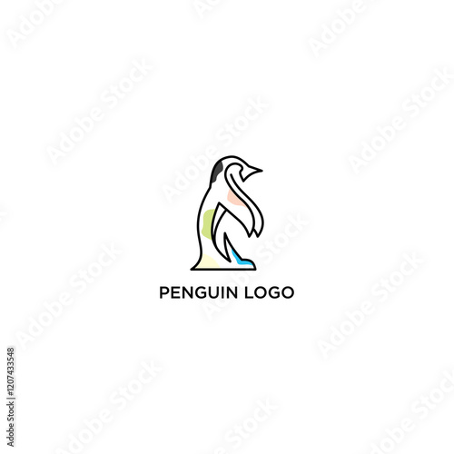 Simple minimal penguin vector logo outline style