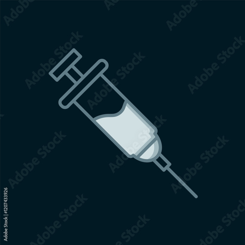 Line Doping syringe icon isolated on black background. Flat filled outline style with shadow. Vector