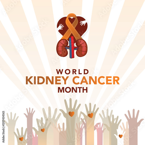 National Kidney month observed annually in March to raise awareness about kidney disease. Vector illustration.
