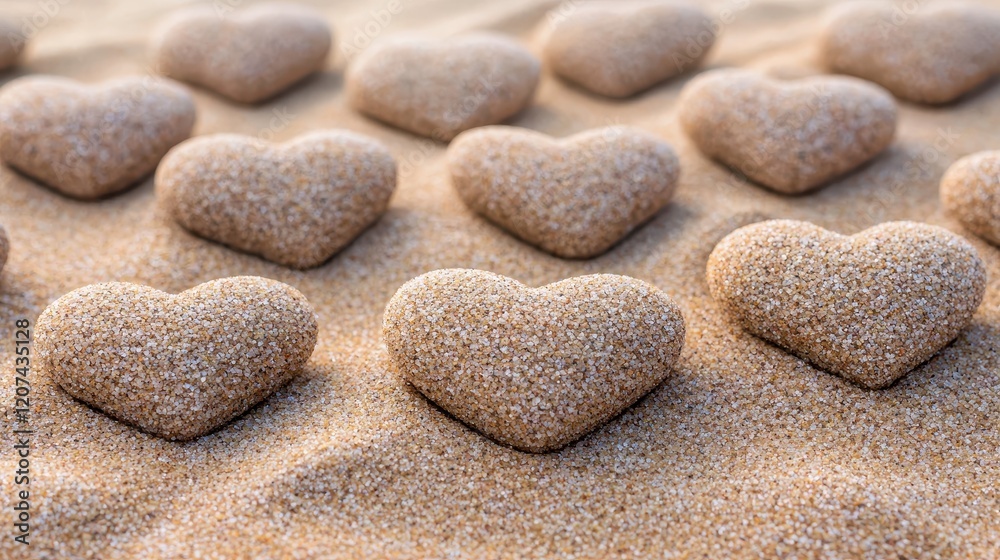 Romantic Sand Hearts on Beach Love Summer Vacation Decor Romantic Sand Hearts on Beach Love Summer Vacation Decor