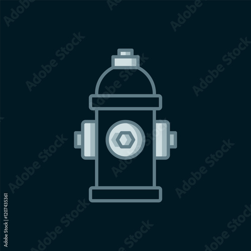 Line Fire hydrant icon isolated on black background. Flat filled outline style with shadow. Vector