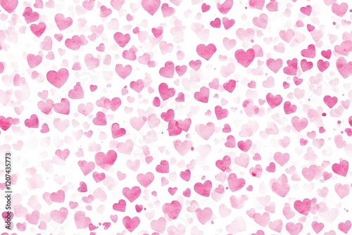 Wallpaper Mural Watercolor Pink Hearts Seamless Pattern for Valentine's Day Celebration. Torontodigital.ca