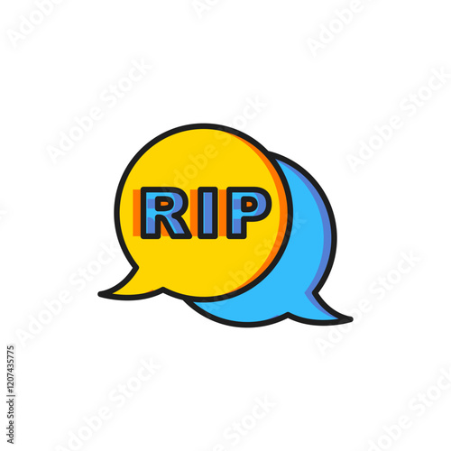 Color Speech bubble rip death icon isolated on white background. Flat filled outline style with shadow. Vector