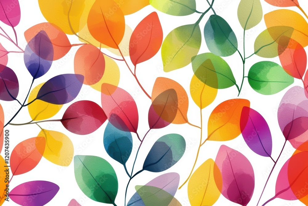 Abstract Botanical Patterns in Playful and Modern Colorful Flora Design Abstract Botanical Patterns in Playful and Modern Colorful Flora Design