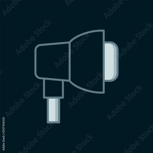 Line Studio light bulb in softbox icon isolated on black background. Shadow reflection design. Flat filled outline style with shadow. Vector