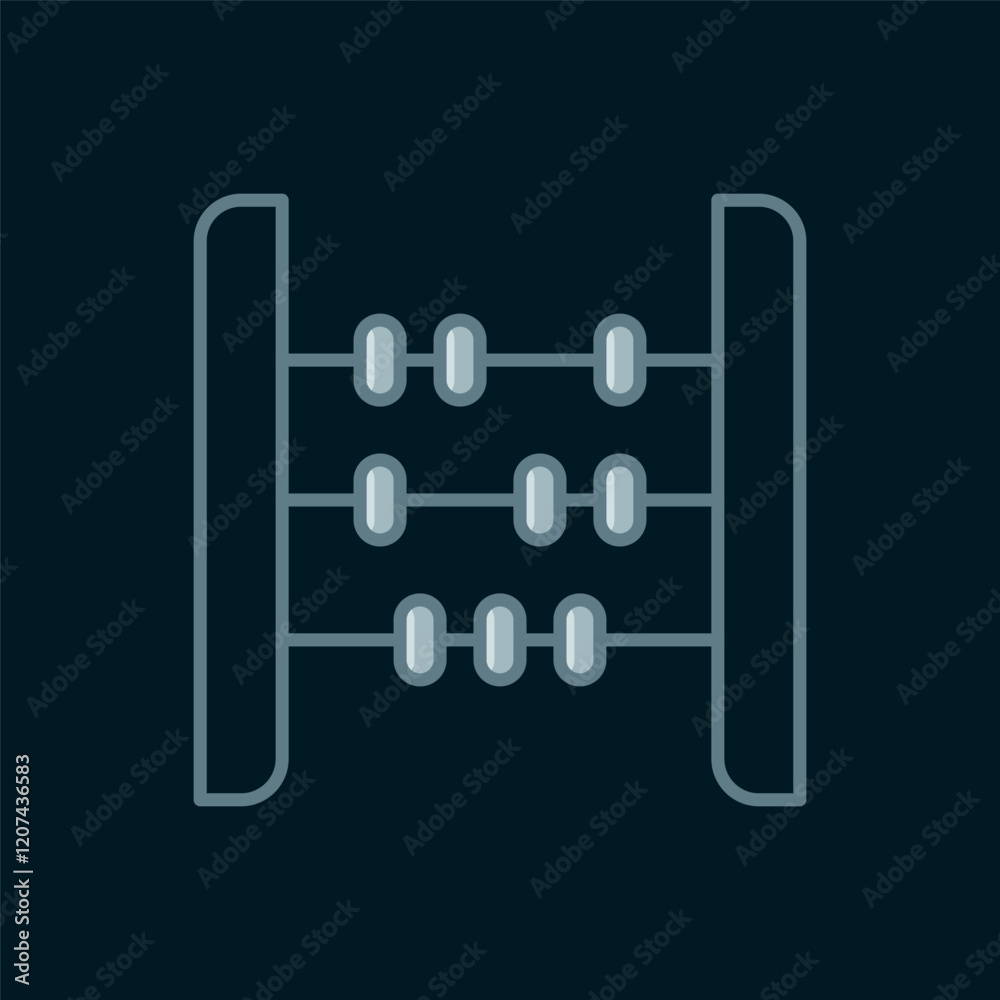 Line Abacus icon isolated on black background. Traditional counting frame. Education sign. Mathematics school. Flat filled outline style with shadow. Vector Line Abacus icon isolated on black background. Traditional counting frame. Education sign. Mathematics school. Flat filled outline style with shadow. Vector