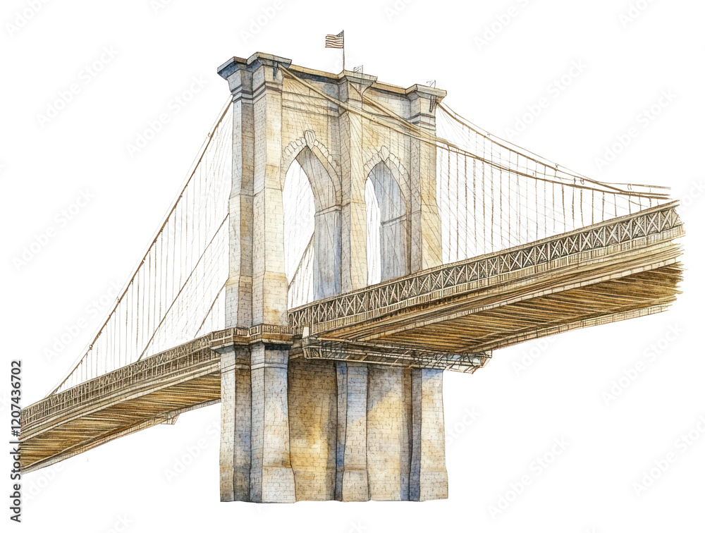 Fototapeta premium PNG Brooklyn Bridge bridge illustration background.