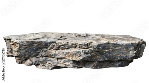 Flat rock podium for product display, isolated on white background