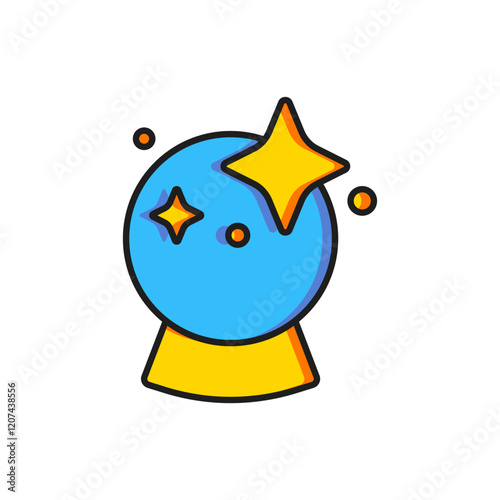 Color Magic ball icon isolated on white background. Crystal ball. Flat filled outline style with shadow. Vector