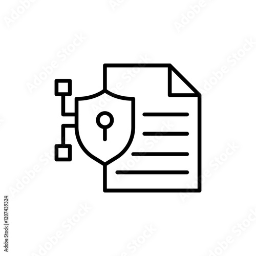 File security outline icons, minimalist vector illustration ,simple transparent graphic element .Isolated on white background