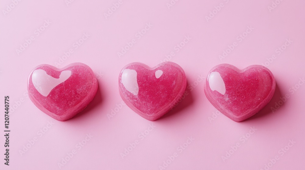 Three Pink Hearts on a Pink Background for Happy Valentine's Day Celebration- Three Pink Hearts on a Pink Background for Happy Valentine's Day Celebration-