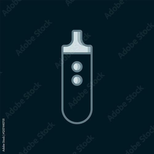 Line Electronic cigarette icon isolated on black background. Vape smoking tool. Vaporizer Device. Flat filled outline style with shadow. Vector