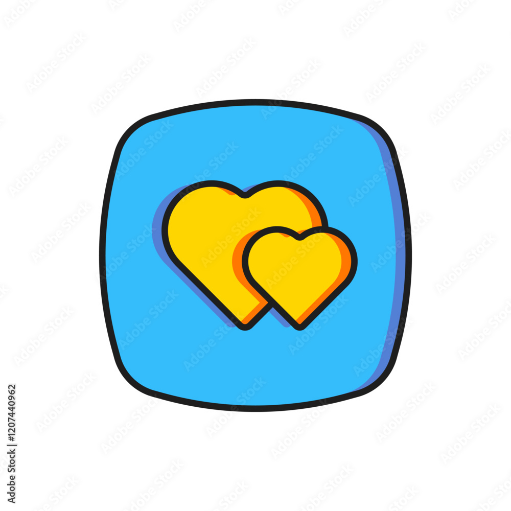 Color Heart icon isolated on white background. Romantic symbol linked, join, passion and wedding. Happy Valentines day. Flat filled outline style with shadow. Vector Color Heart icon isolated on white background. Romantic symbol linked, join, passion and wedding. Happy Valentines day. Flat filled outline style with shadow. Vector