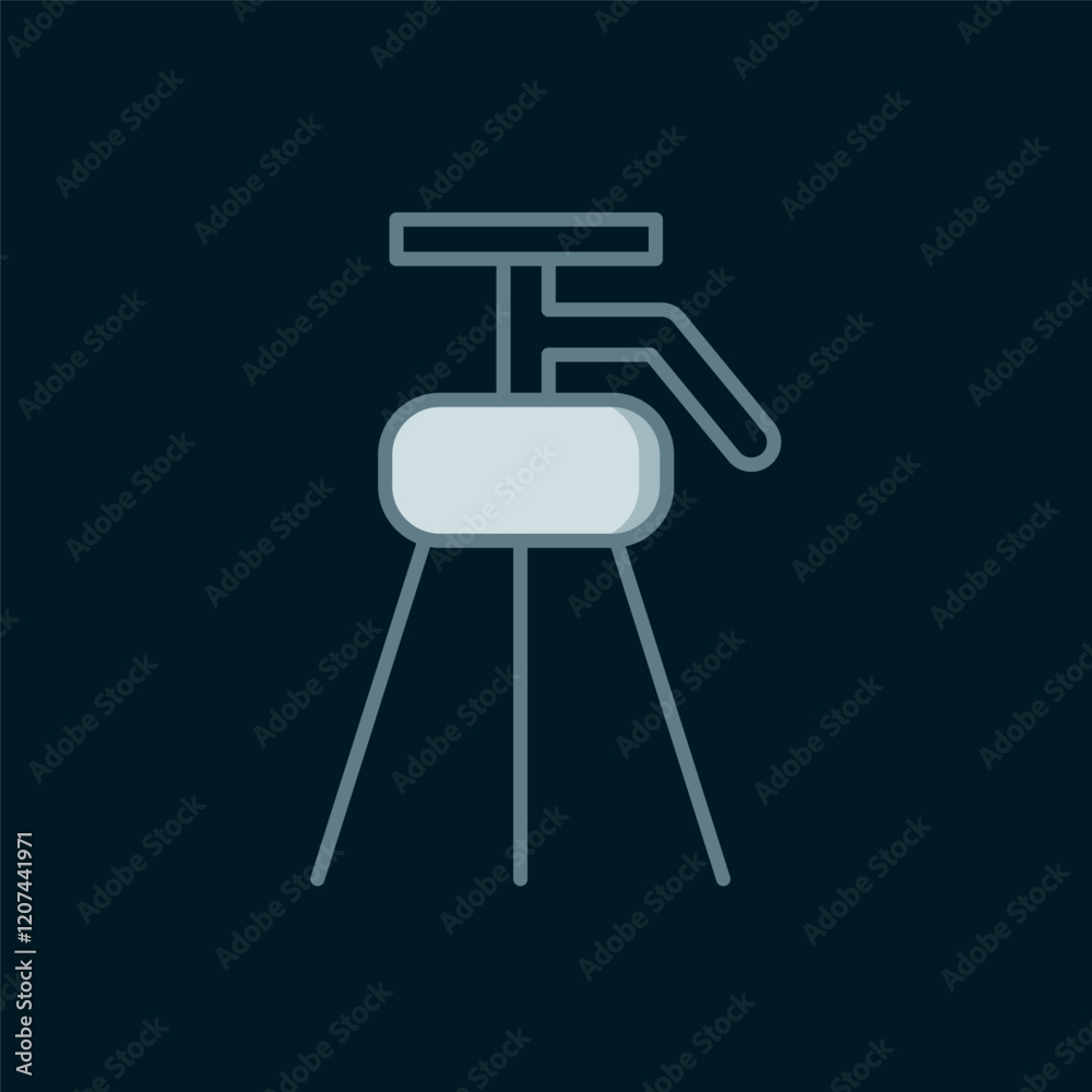Line Tripod icon isolated on black background. Flat filled outline style with shadow. Vector