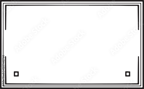 A balanced and symmetrical logo design in black and white.  A classic frame on a white background, built from geometric shapes and clean lines, creates a timeless and elegant aesthetic.eps