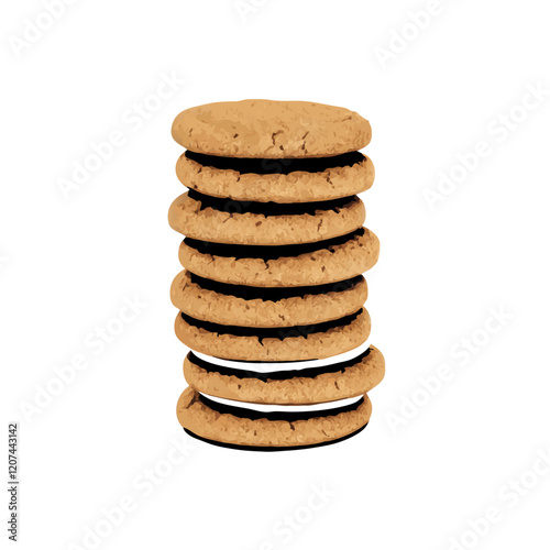 A stack of cookies on a white background isolate vector illustration (2)