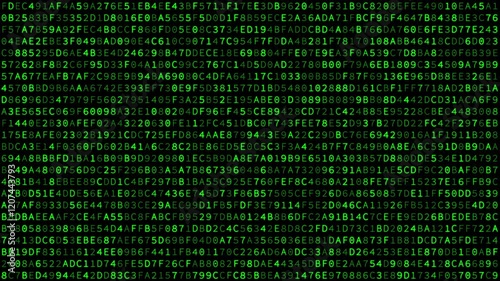 Green hexadecimal code background animation in retro terminal style, perfect for coding, tech, programming, hacking-related or digital security themes