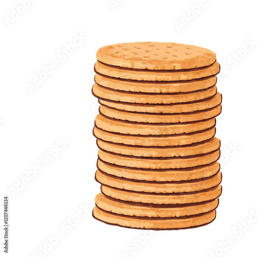 Close-up of tasty cookies stacked vector illustration (1)