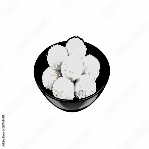 Coconut candies with nuts isolated on a white background vector illustration (4)