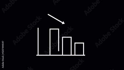 animated up and down graph in business, static up and down economy, transparent background growth and decline line