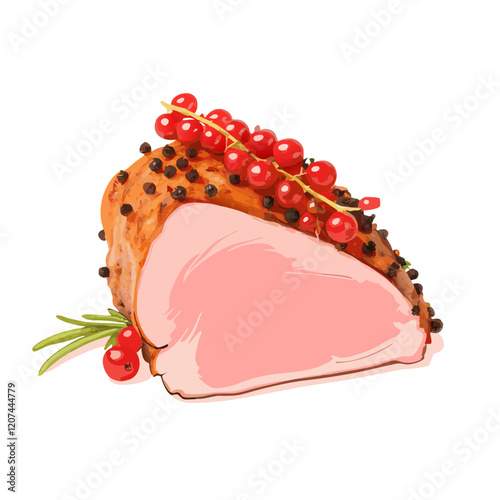 Concept of tasty food ham isolated  white background vector illustration  (6)
