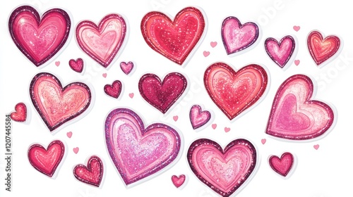 Hearts in Various Sizes and Colors for Happy Valentine's Day Celebration.