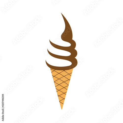 ice cream cone, Swirl Soft Serve Ice Cream Illustration, Simple Ice Cream Cone Vector