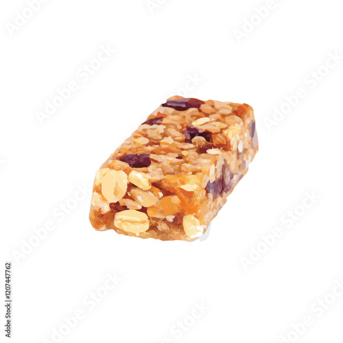 Granola bar with nuts and dried fruits isolated vector illustration (4)