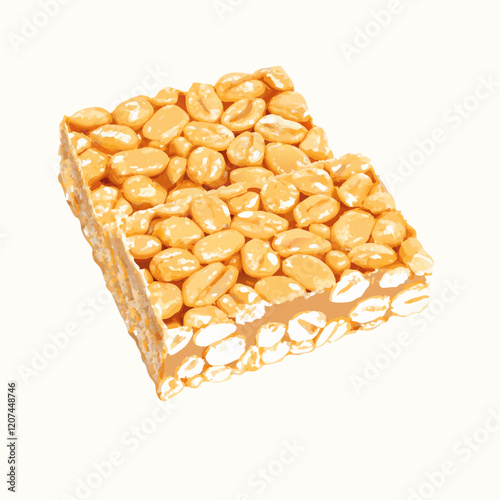 Peanut brittle isolated on white background. Peanuts vector illustration (3)