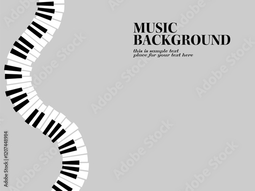 カーブするピアノ鍵盤の音楽テーマ背景イラスト