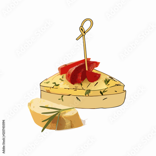 Spanish omelette with red pepper Spanish pintxo vector illustration (1)