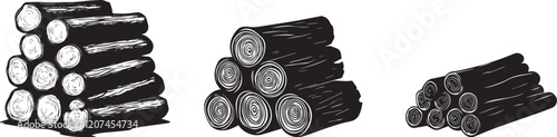 Silhouette of a pile of logs vector silhouette