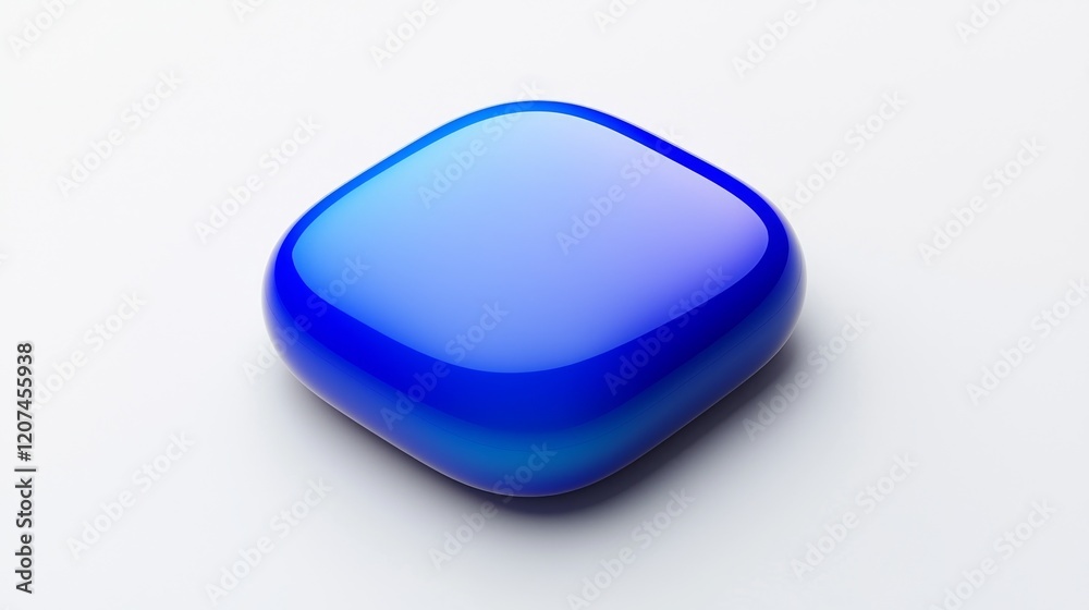 Blank Mobile app icon, button - a blue square with rounded corners. 3D rendering on a white background. Blank Mobile app icon, button - a blue square with rounded corners. 3D rendering on a white background.