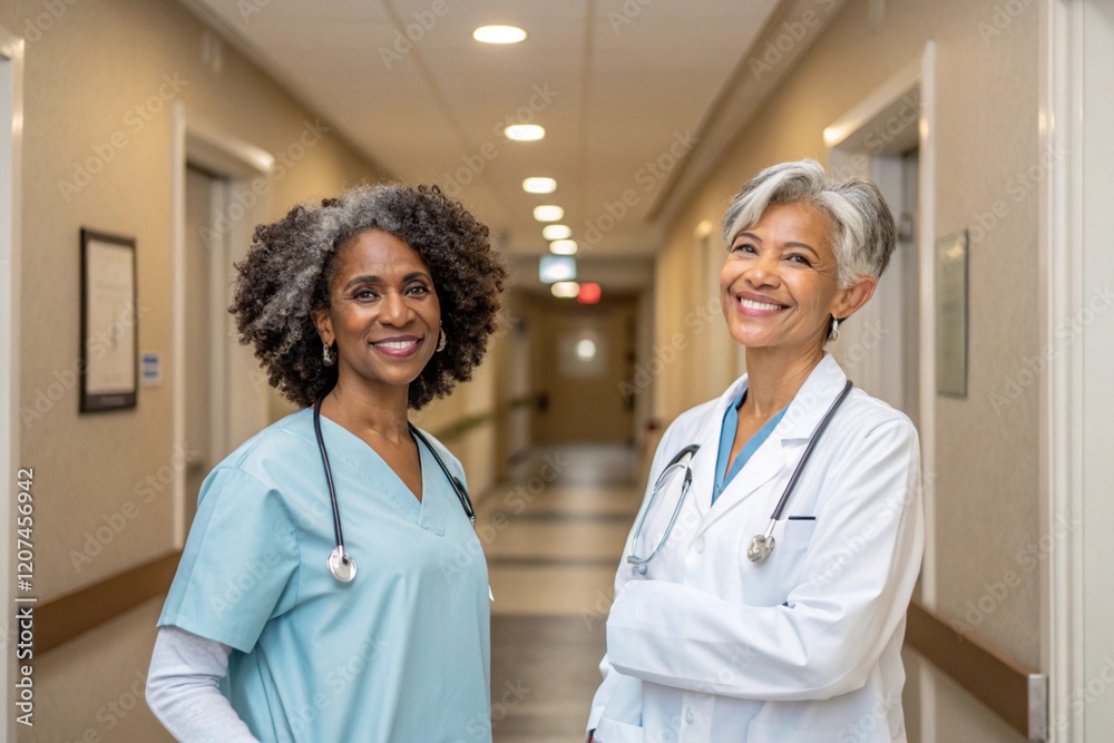 Female doctor analyzing patient data on a digital interface Female doctor analyzing patient data on a digital interface