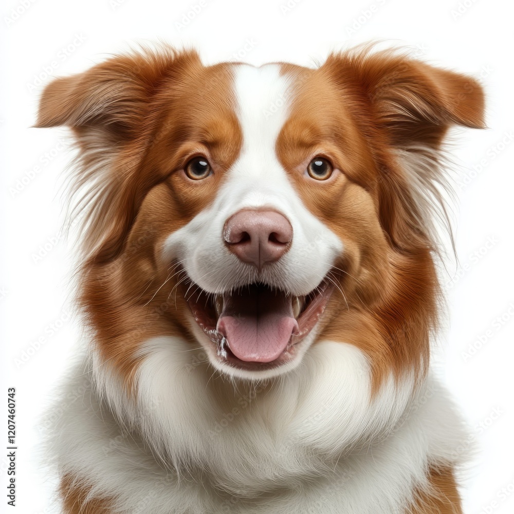Fototapeta premium Isolated Dog on White Background, Clean Cut, Animal Portrait, Pet, Simple Design, Minimalist Style