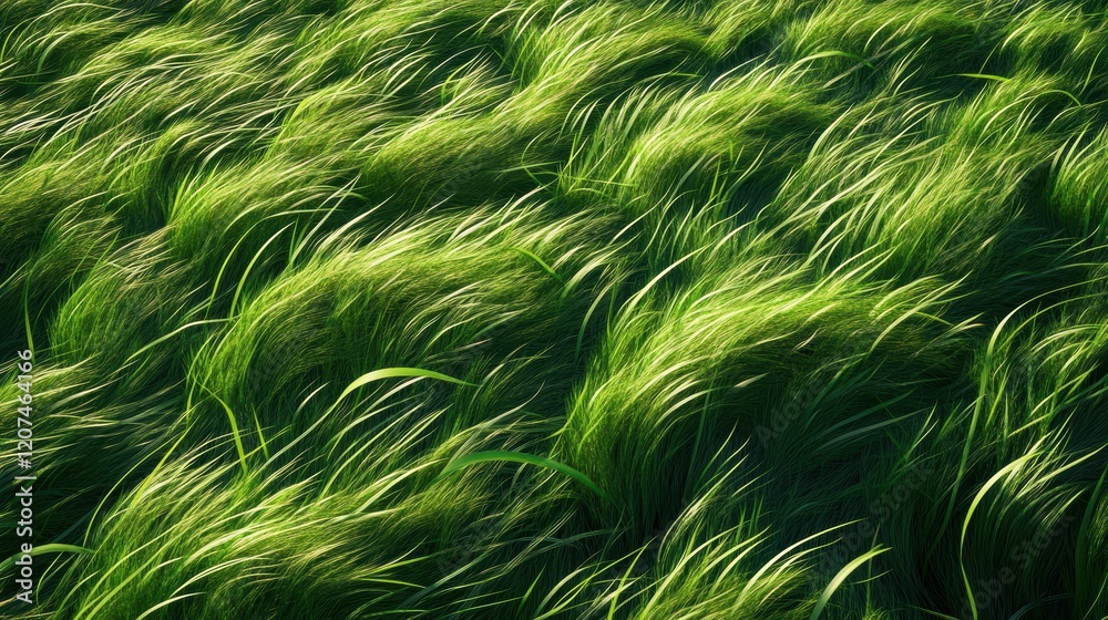 Lush Green Grass Field Under Gentle Breeze on a Sunny Day Lush Green Grass Field Under Gentle Breeze on a Sunny Day