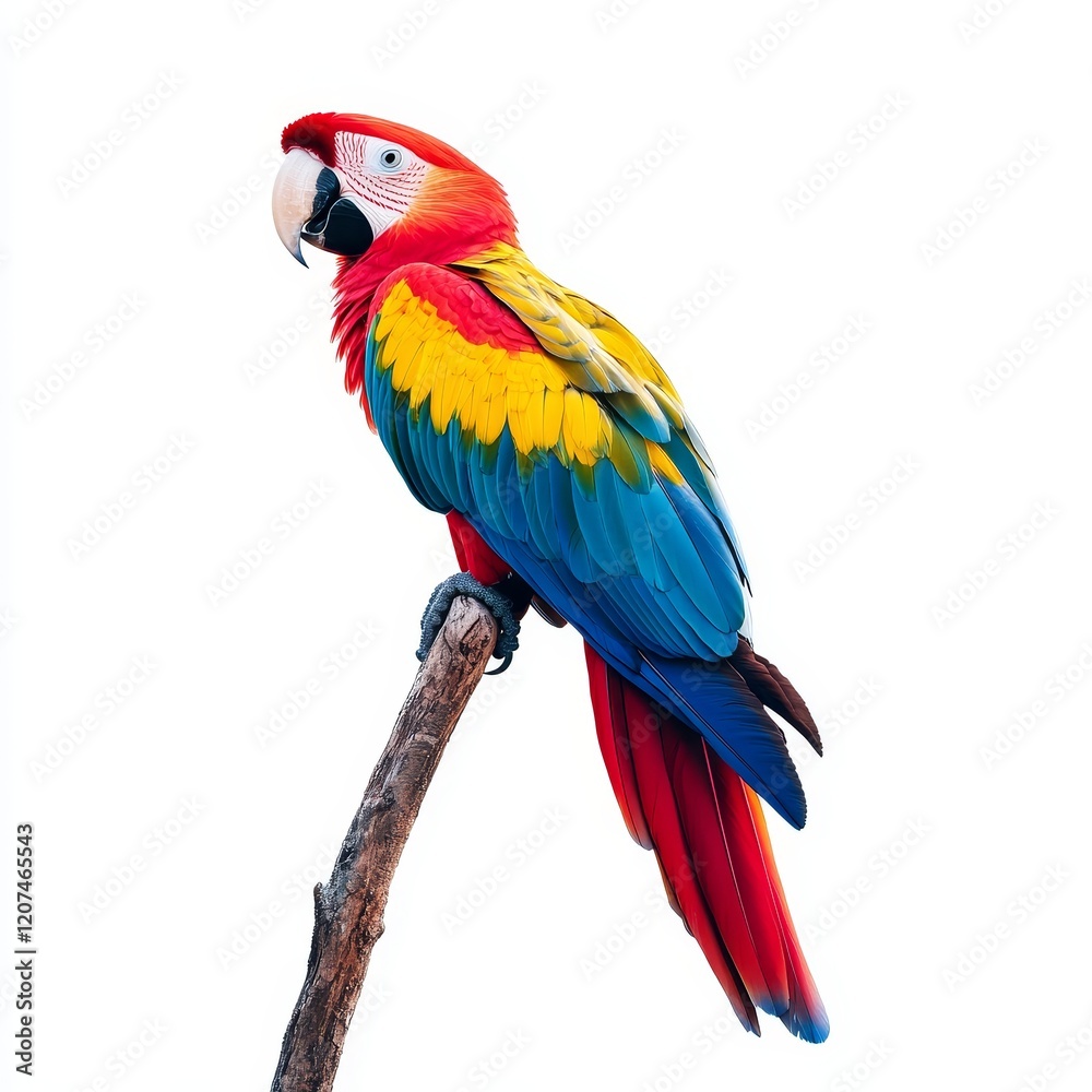 Vibrant Parrot Isolated on White Background, Colorful Feathers, Exotic Bird, Nature, Wildlife, Feathered Beauty Vibrant Parrot Isolated on White Background, Colorful Feathers, Exotic Bird, Nature, Wildlife, Feathered Beauty