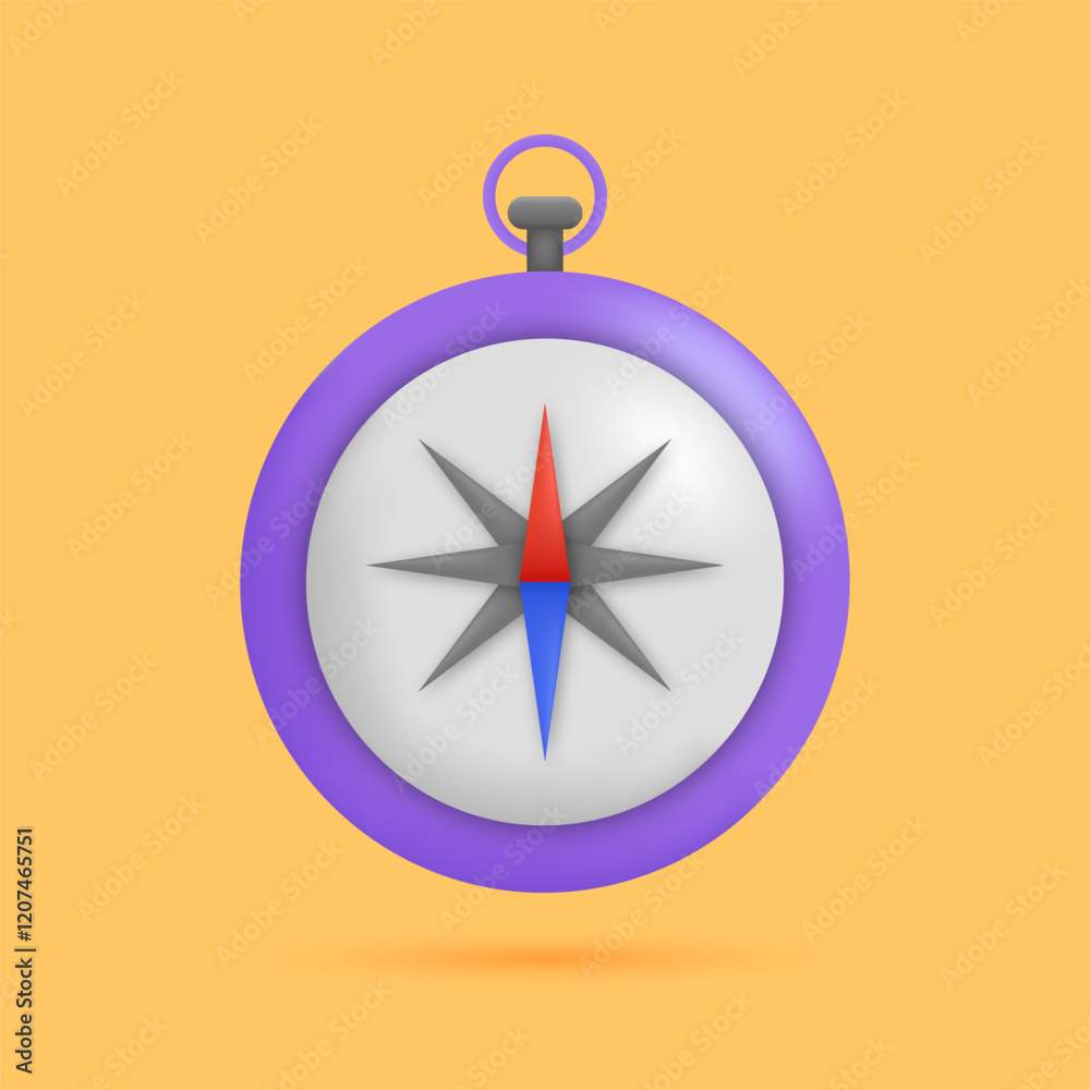 3D REALISTIC POINT COMPASS ICON ILLUSTRATION 3D REALISTIC POINT COMPASS ICON ILLUSTRATION