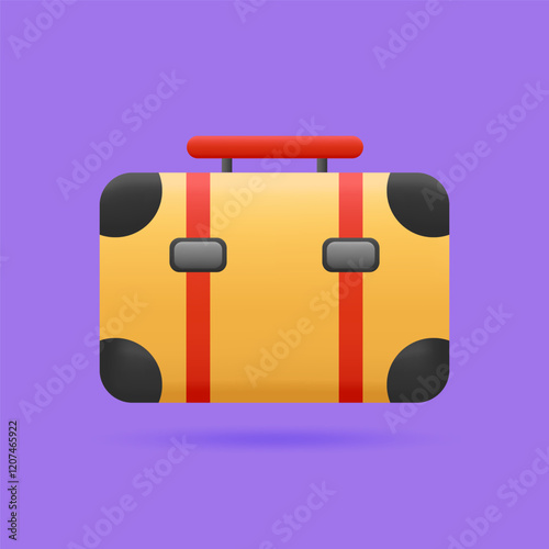 3D REALISTIC SUITCASE ICON ILLUSTRATION