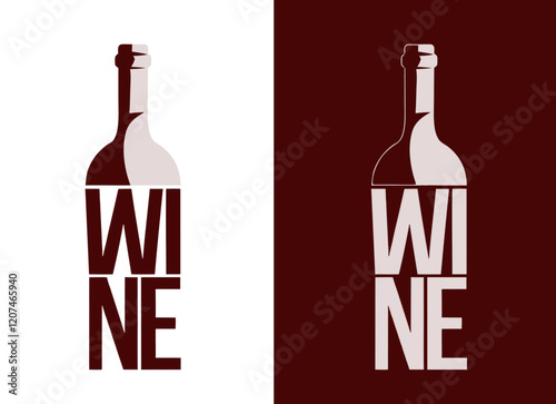 Wine logo design in minimalistic vector style with burgundy and white colors