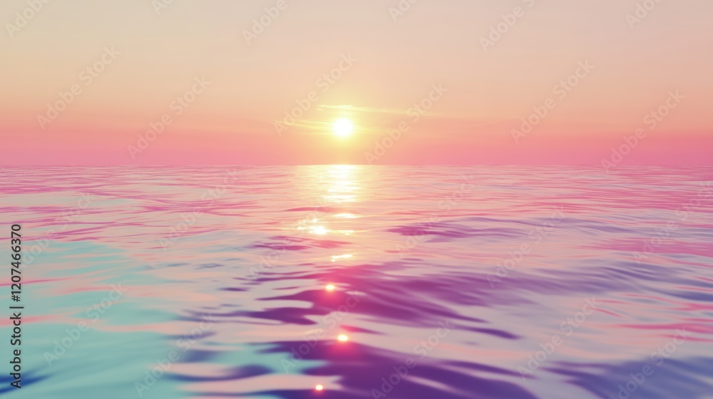 Fototapeta premium Serene Ocean Sunset with Soft Pastel Colors and Reflections