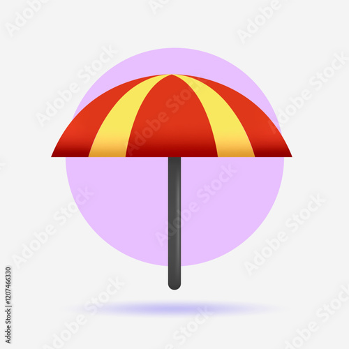3D REALISTIC UMBRELLA BEACH ICON ILLUSTRATION