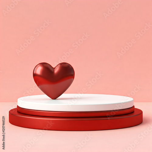 mini podium 3d product display with valentine theme hearts