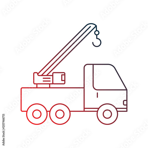 crane truck gradient outline icon with white background vector stock illustration